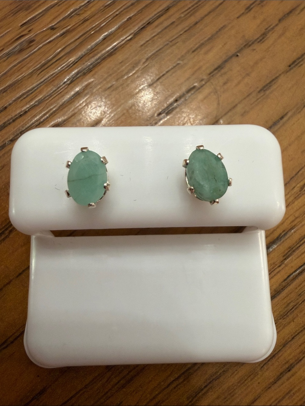 Natural Faceted Emerald Oval Stud 925 Earrings
